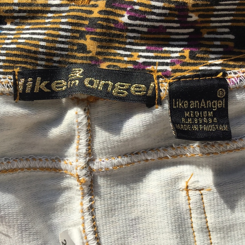 Snakeskin tribal yellow tan stripe jeggings - Picture 3 of 3